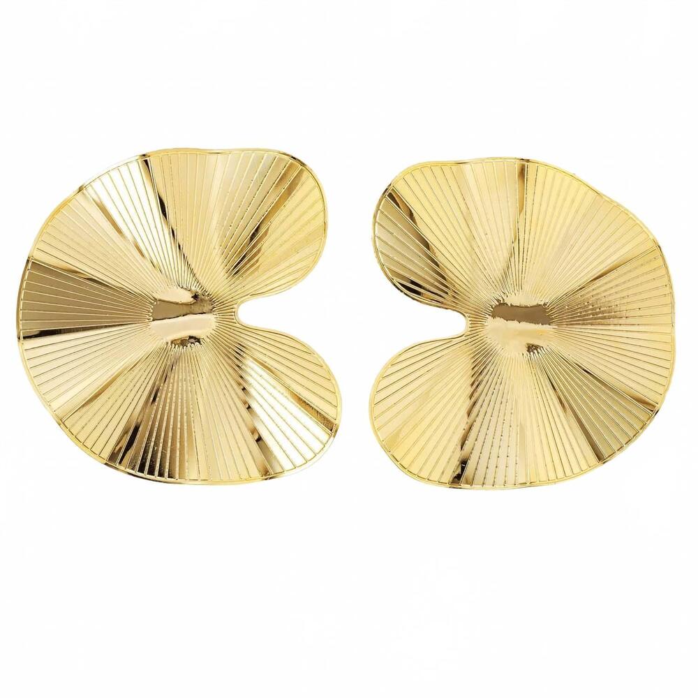 Gold Floral Petal Statement Earrings